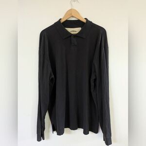 Nat Nast Men's Pima Cotton Black Long Sleeve Polo Shirt L Large